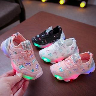 Giày Sneaker Chất Lượng Cao Có Đèn Led Dành Cho Bé Gái