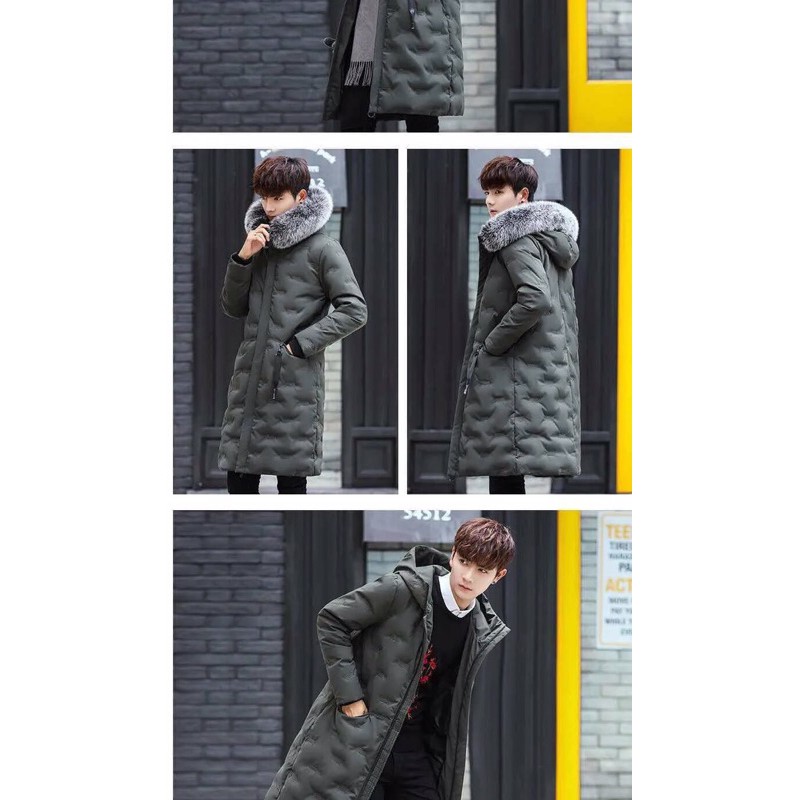 ÁO PHAO MỦ LÔNG NAM DÁNG DÀI HÀNG CAO CẤP QUẢNG CHÂU