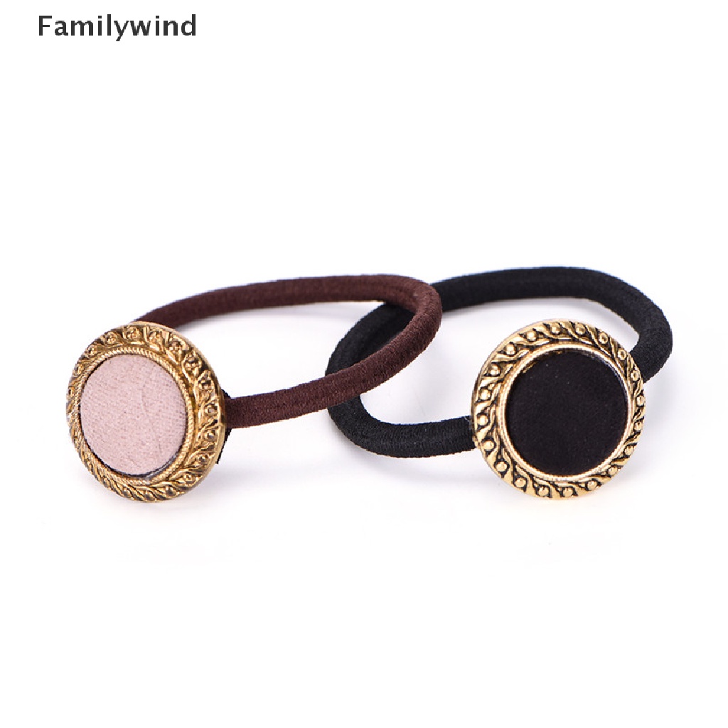 Băng Đô Cài Tóc Co Giãn Đính Nút Phong Cách Vintage Cho Nữ