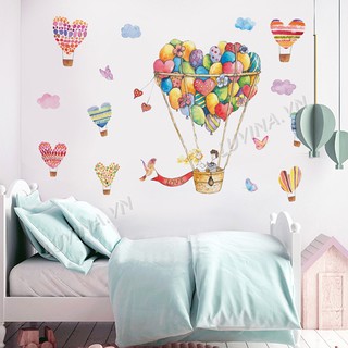 [ĐƠN 200K TẶNG QUÀ SIÊU YÊU]-Decal dán tường LUVINA trang trí phòng khách, phòng ngủ, quán cafe- Khinh khí cầu sắc màu