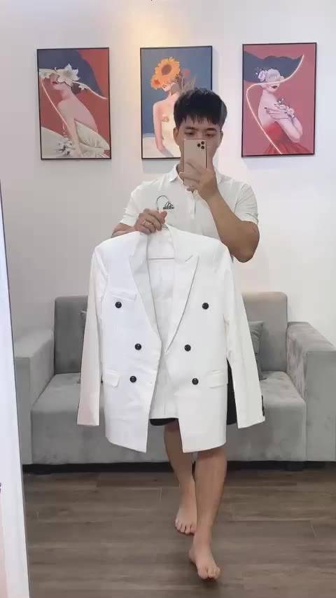 Vest Nam Hàn Quốc 6 Cúc màu đen, Áo Blazer Nam Trắng 2 lớp dày dặn | BigBuy360 - bigbuy360.vn