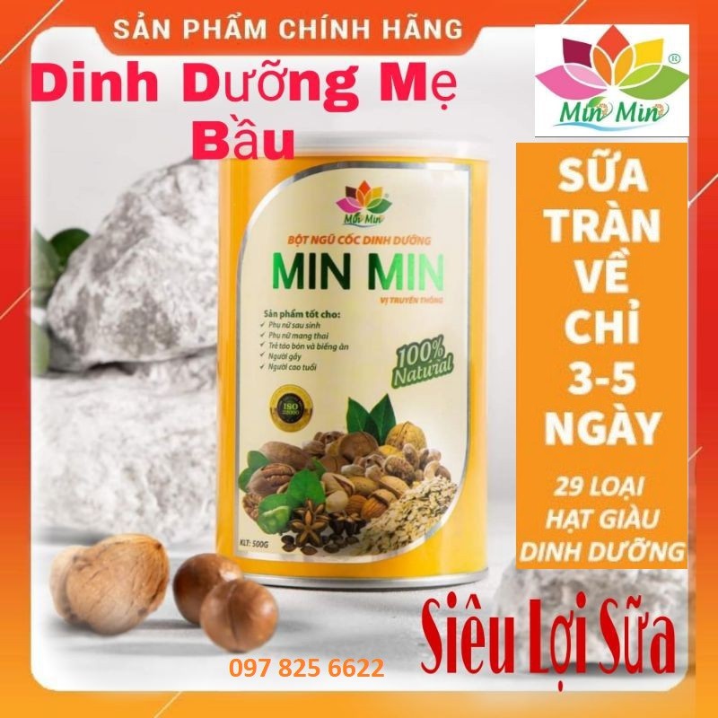 [COMBO 7 HỘP TẶNG 1 HỘP 500G]Ngũ Cốc Lợi Sữa - Bột Ngũ Cốc Lợi Sữa Dinh Dưỡng Min Min