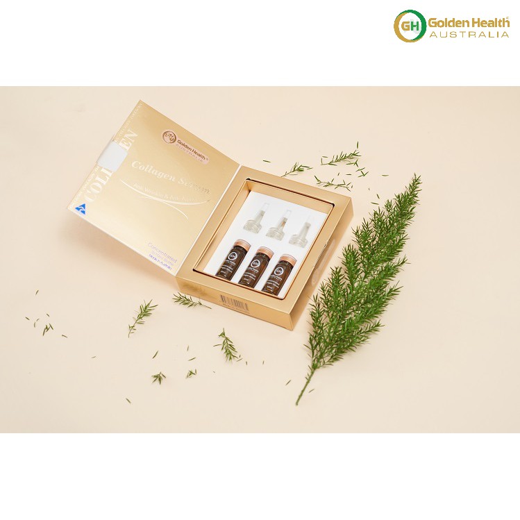 [GOLDEN HEALTH] Serum collagen dưỡng trắng, làm mờ vết nhăn, chống lão hóa - Hộp 3 lọ