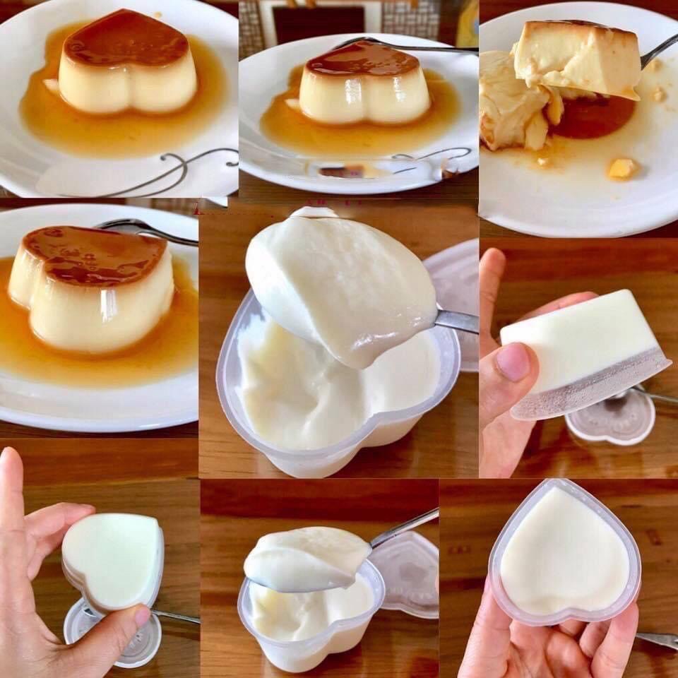 Hủ bánh flan Vĩnh Trường hình TRÁI TIM  -  Hủ làm bánh flan, Caramen trái tim có nắp CAO CẤP chịu nhiệt an toàn