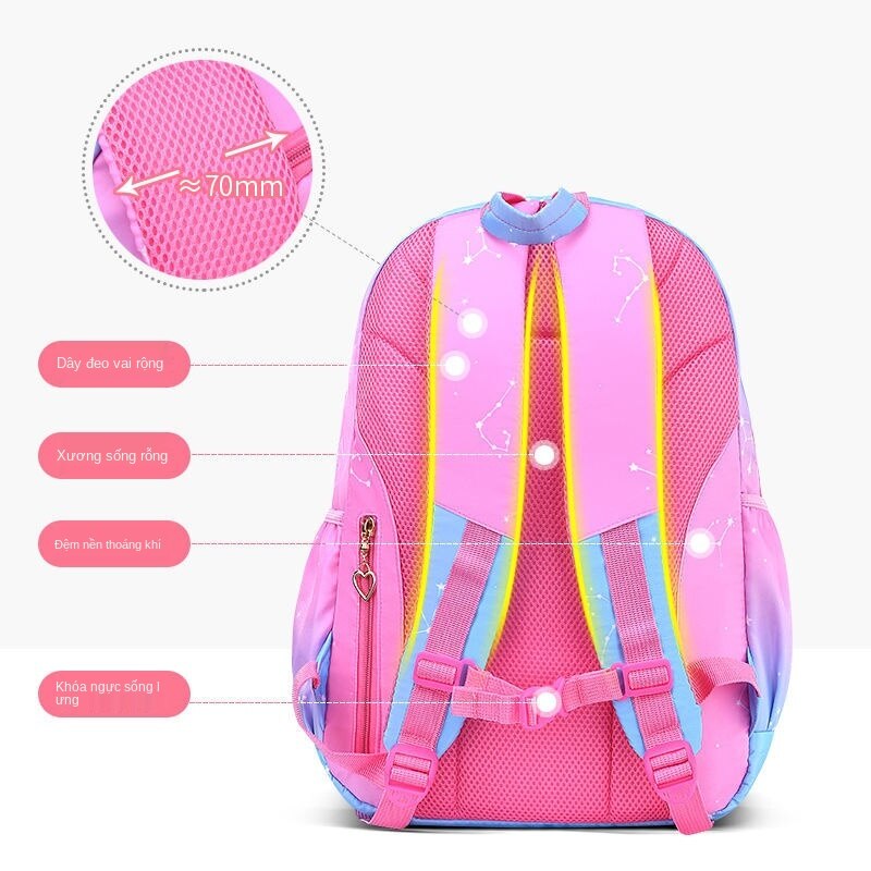 【Send Watches】Elementary Students, Bags 1-2-3-4-5-6Class Children's Bags 6-12 Years Old Unzip Princess Backpack