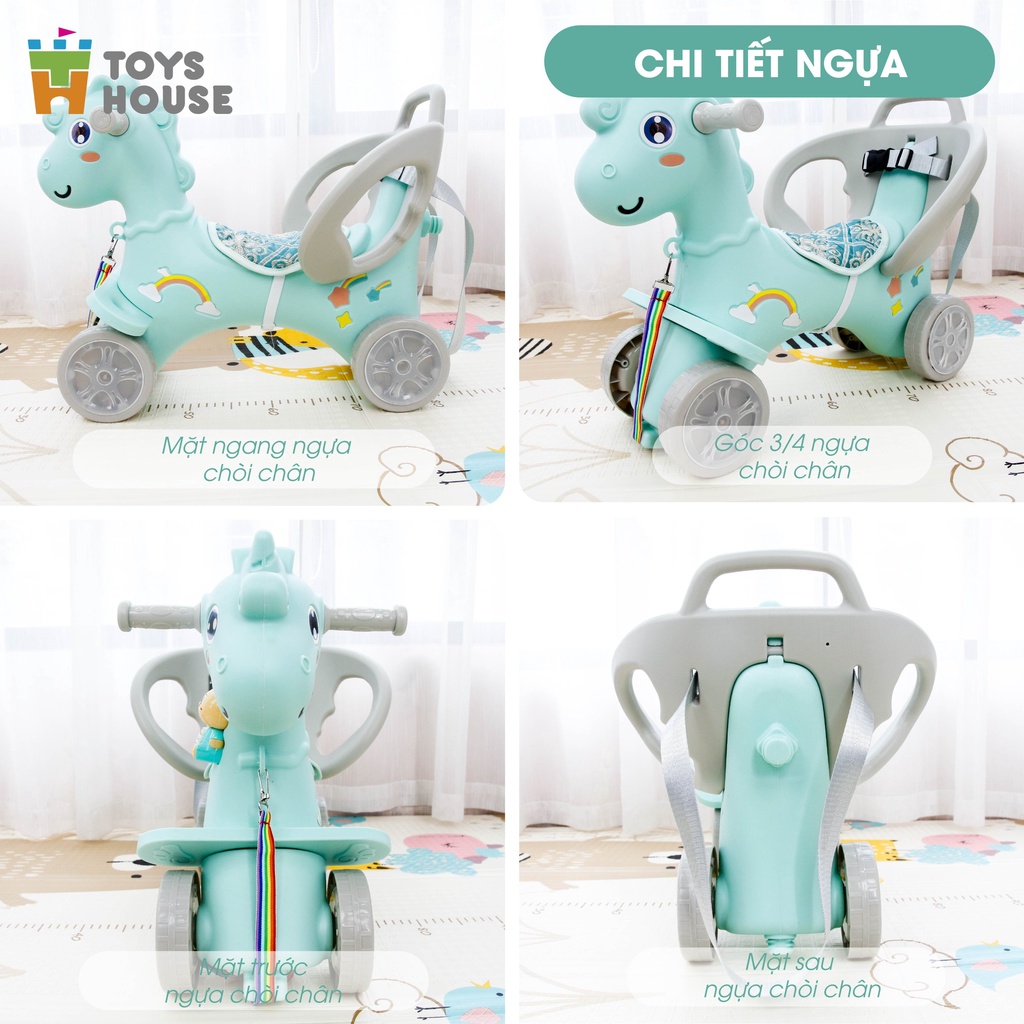 Ngựa chòi chân kèm dây kéo Toys House 9031 - đồ chơi vận động cho bé - Nhựa HDPE tự nhiên an toàn cho trẻ
