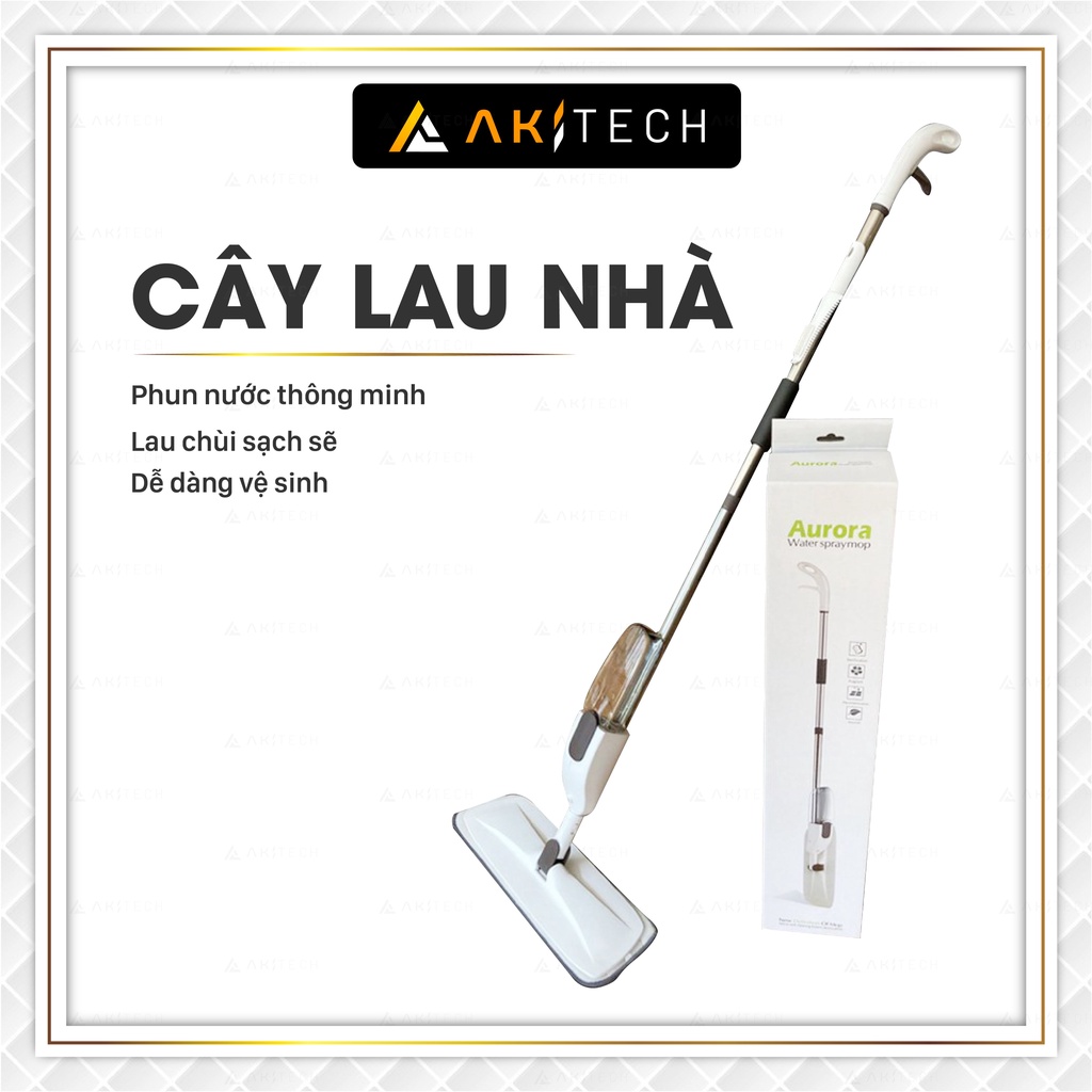 Cây lau nhà xịt nước thông minh Aurora lau dọn dễ dàng đầu xoay 360 độ