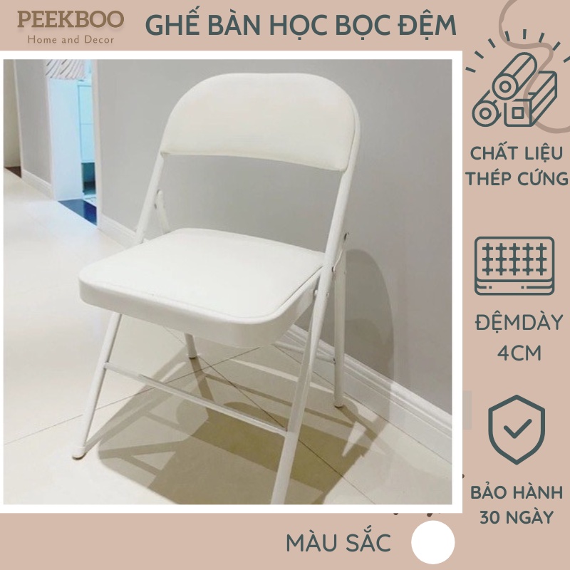Ghế gấp gọn văn phòng, ghế đệm tựa lưng đệm bọc da êm ái, khung thép sơn tĩnh điện