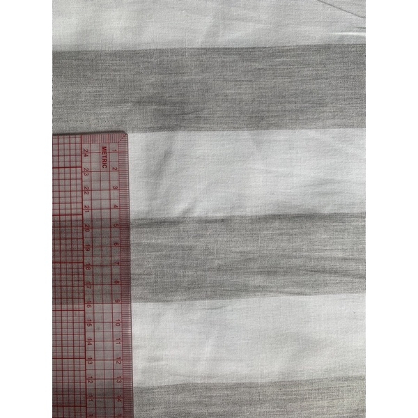 Linen pha thô sọc xám trắng