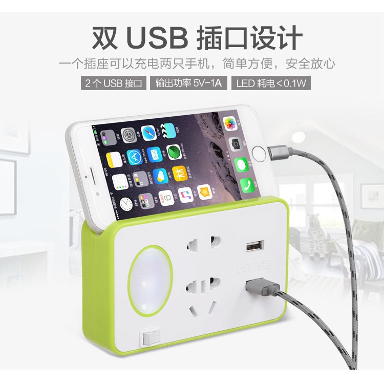 Ổ cắm điện an toàn - Ổ cắm điện đa năng có cổng USB và đèn Led xinh xắn