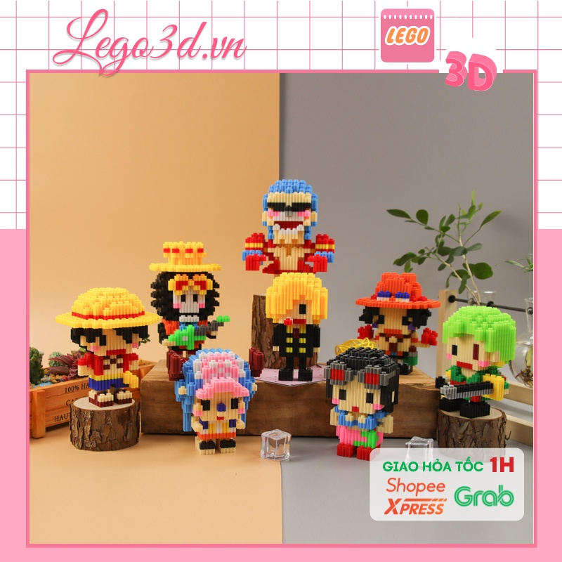 Bộ lắp ráp Lego 3D One Piece Luffy, Ace Zoro, Nami Chopper sáng tạo Decor - LEGO3D.VN