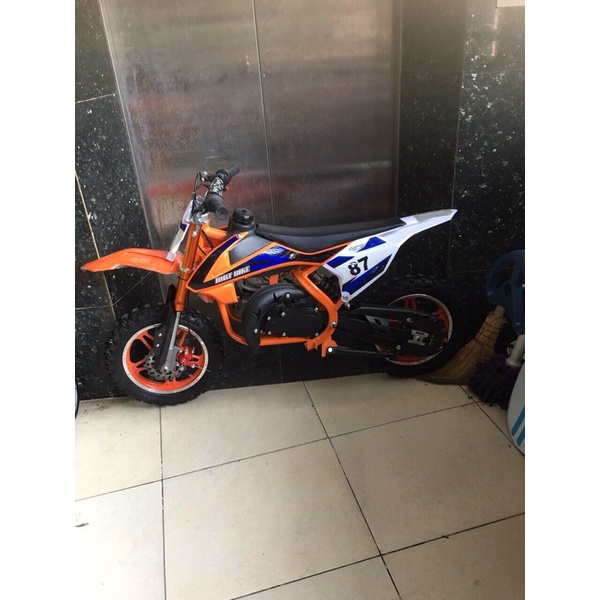 Xe máy cào cào mini 50cc bản 2021- 2 thì-Bản bánh To - Giật nổ, Nhiên liệu xăng pha nhớt