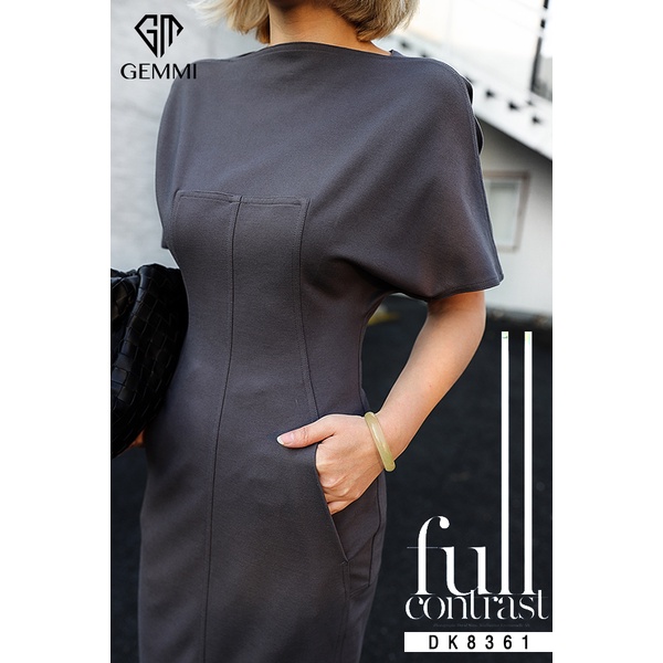 Váy đầm nữ dáng ôm body xẻ tà thiết kế tay dơi Gemmi Fashion, DK8361