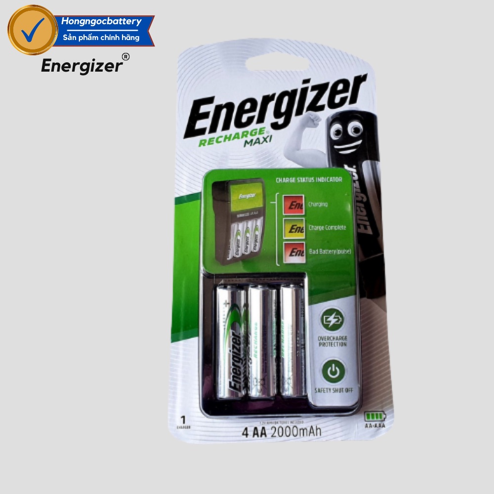 Bộ Sạc Nhanh Tự Ngắt Energizer Kèm 4 Pin AA 2000mah CHVCM4 - Hàng Chính Hãng