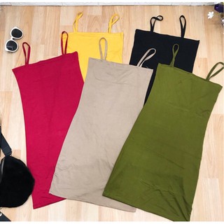 Đầm body hai dây thun lụa