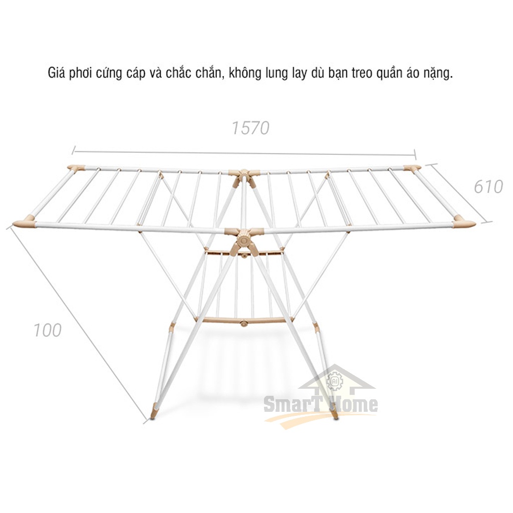 Giá Phơi Quần Áo Gấp Gọn Lock Lock ETM520F00202 , Giá Phơi Đồ Thông Minh Bằng Thép Carbon Nâng Hạ , Gấp Gọn Dễ Dàng