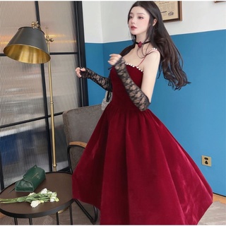 ORD 2-3 TUẦN váy dạ đỏ 2 dây