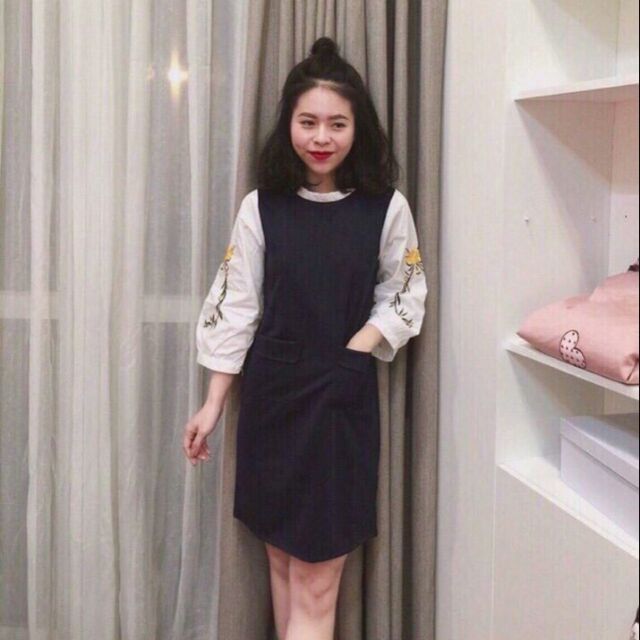 Đầm công sở thêu tay free size từ 48 đến 58 kg