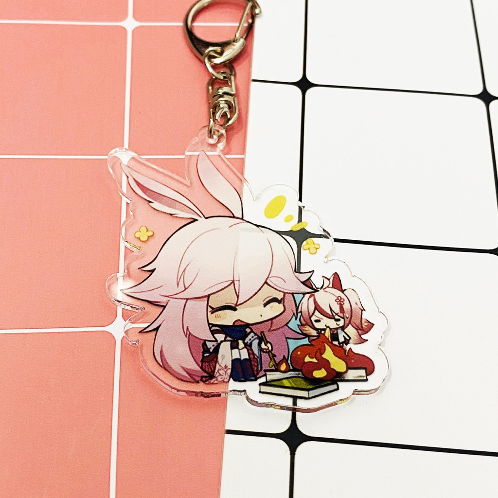 (mẫu 1) Móc khóa in hình anime chibi Honkai Impact 3 mika trong acrylic quà cho fan