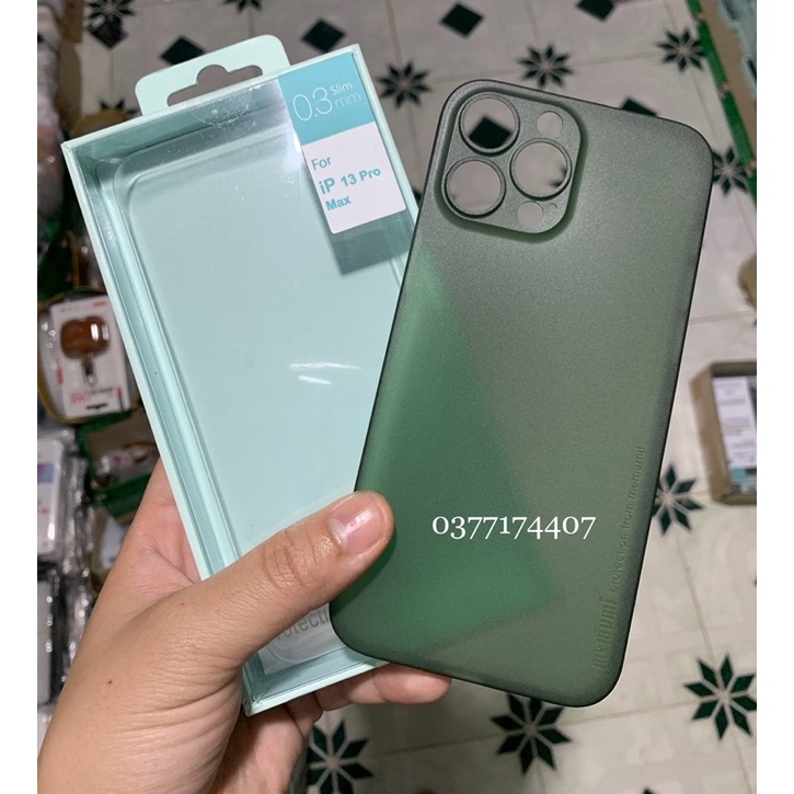 _Ốp lưng Memumi nhám siêu mỏng cho iPhone 13 Pro, 13 Pro Max chống Vân tay bảo vệ camera xanh dương, Rêu
