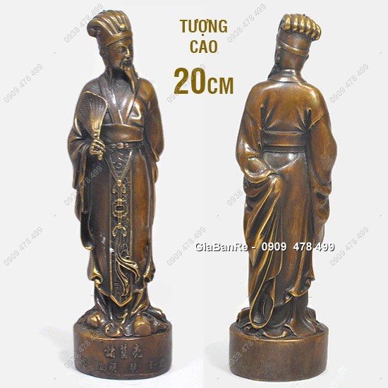 Tượng Đồng Đúc Giả Cổ Gia Cát Lượng Khổng Minh – Cao 20cm - 6925