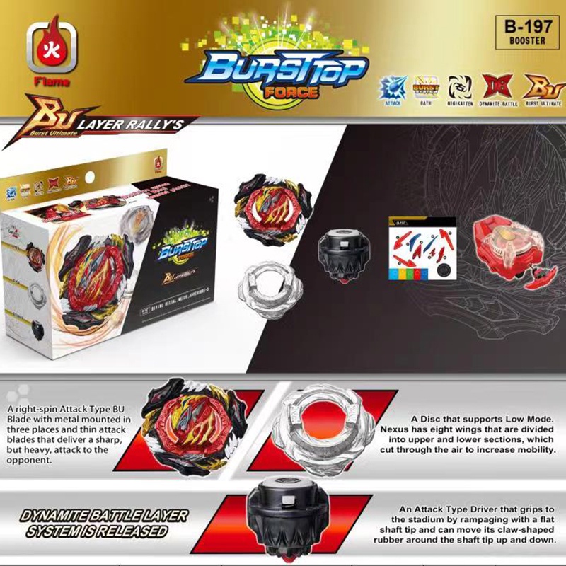 Flame Beyblade Burst B-197 Divine Belial Nexus Adventure DB Dynamite Battle B197 with B184 Blue LR Launcher Beylauncher Box Set Kid s Beyblade Toys