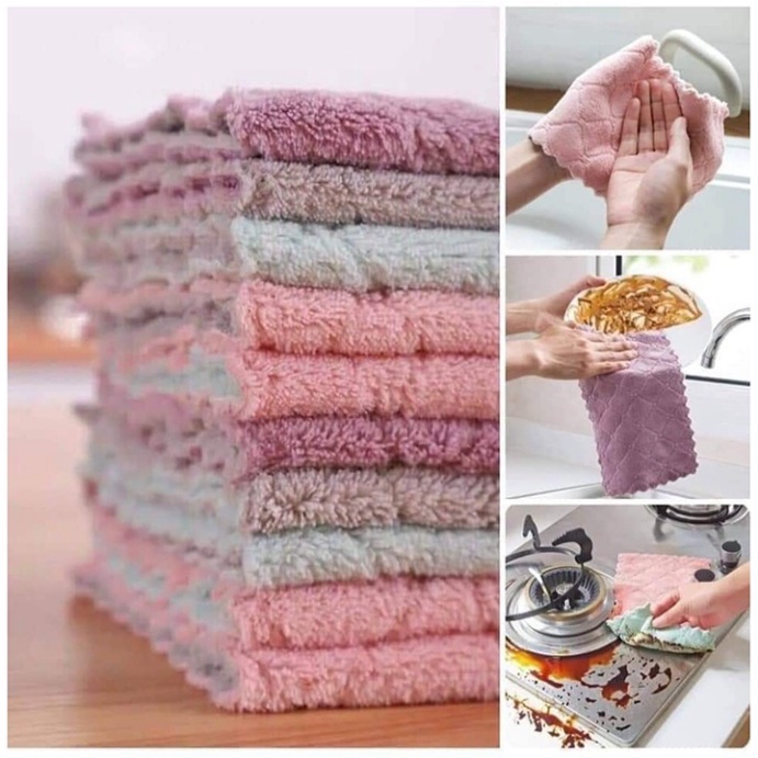 Khăn Lau Tay, Khăn Lau Bếp 2 Màu Đa Năng Siêu Mềm, Siêu Thấm Nước