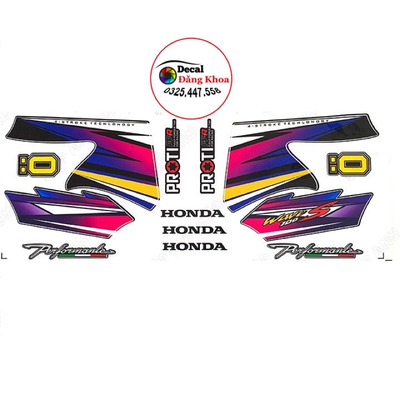 Tem WAVE S (50-100cc)đời 2006-2016 màu hồng tím mới tem 3 lớp chống phai màu