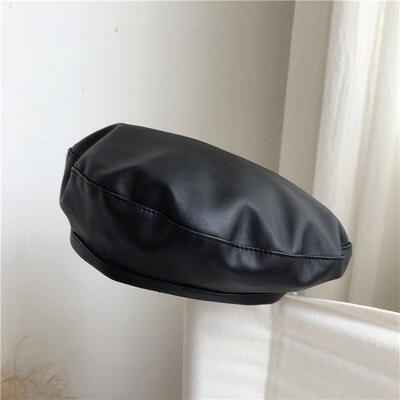 Mũ Nồi Da Pu Mũ Beret Màu Trơn Phong Cách Mùa Hè Hàn Quốc Cho Nữ
