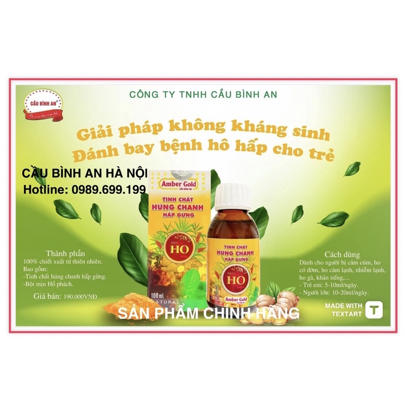 Siro ho tinh chất húng chanh AMBER GOLD Cầu Bình An chai 100ml