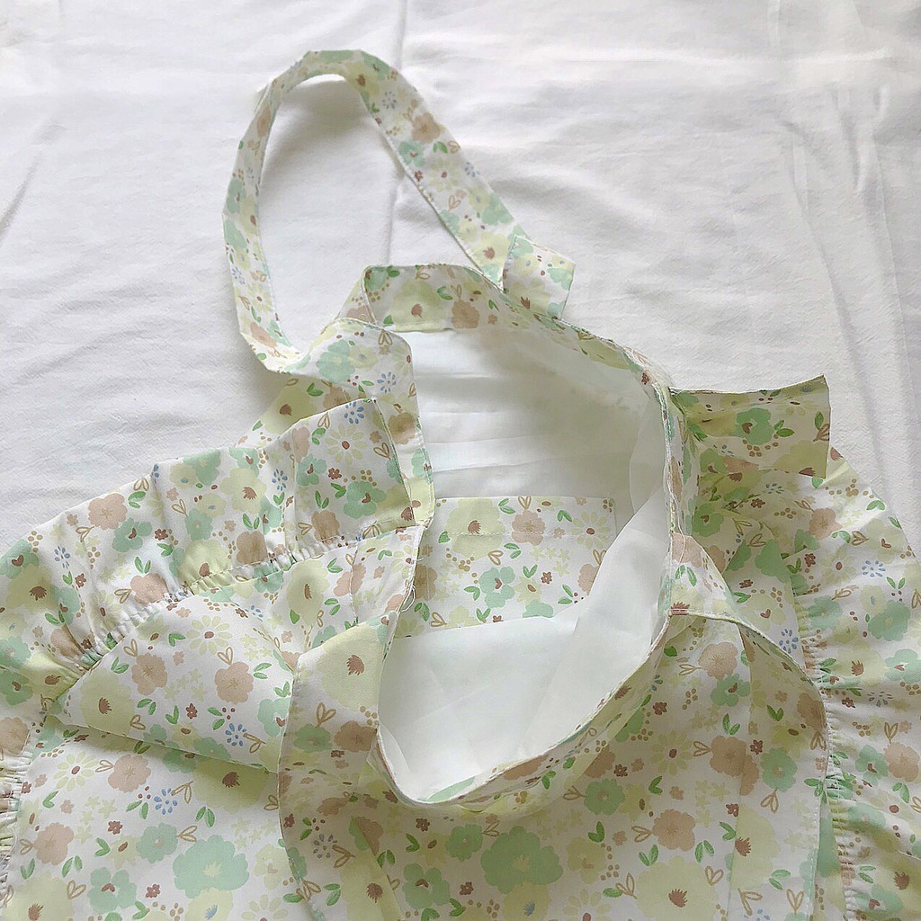 Túi tote vải phong cách Hàn Quốc hoa nhí đeo vai phối bèo - Cloudy Day