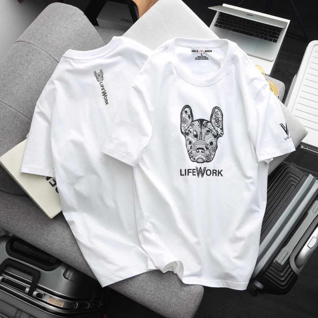 Áo Thun Phông Logo Tay W Form Rộng Unisex 50 - 95 Kg Cotton 100% Cao Cấp NICEMENLW5