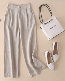 Quần Culottes Đũi Xước Hàn