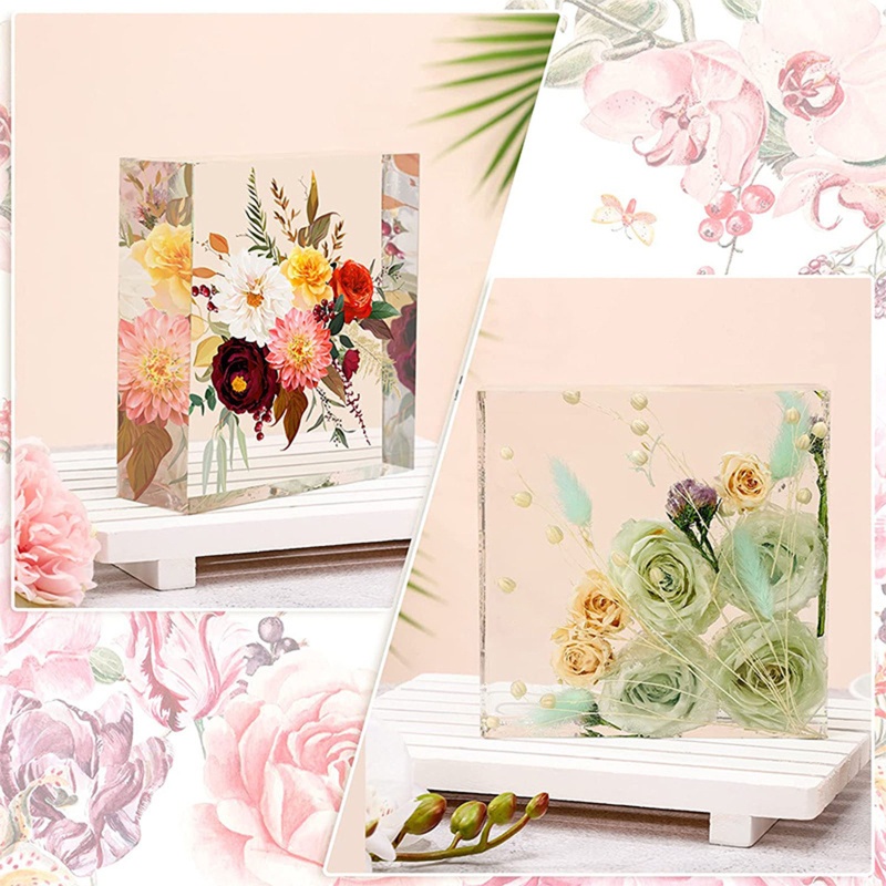 Sa Set 6 Khuôn Silicon Làm Hoa Hình Lục Giác / Vuông / Trái Tim / Hình Học Để Bàn Trang Trí