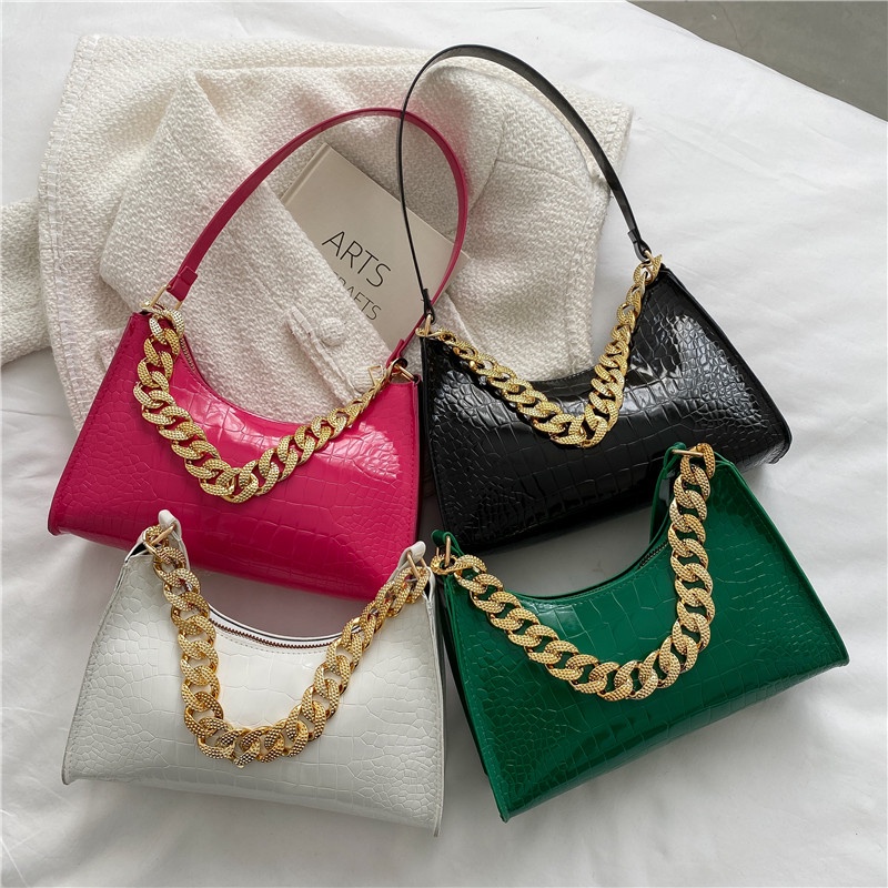 Túi Đeo Chéo Hình Vuông Nhỏ Màu Trơn Phối Dây Xích Thời Trang Mùa Xuân  Cho Nữ