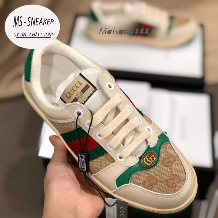 Giày Gucci sơn tùng,  Giày thể thao GG 3 vạch hàng cao cấp da thật full size 36-43 | BigBuy360 - bigbuy360.vn