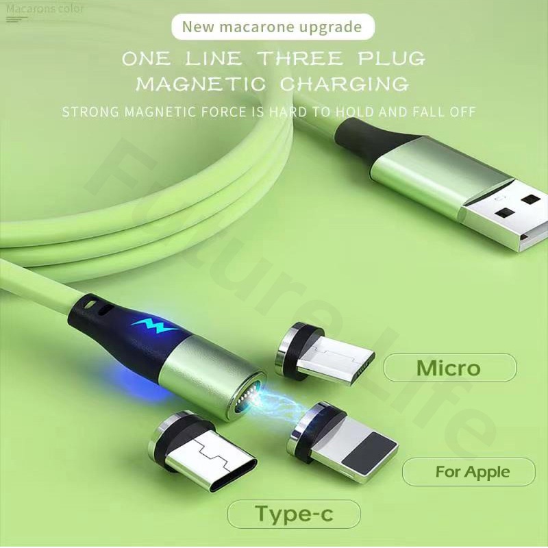 Cáp Sạc Nhanh Từ Tính Có Đèn LED Cổng Micro USB/ Dành Cho iPhone/Type C