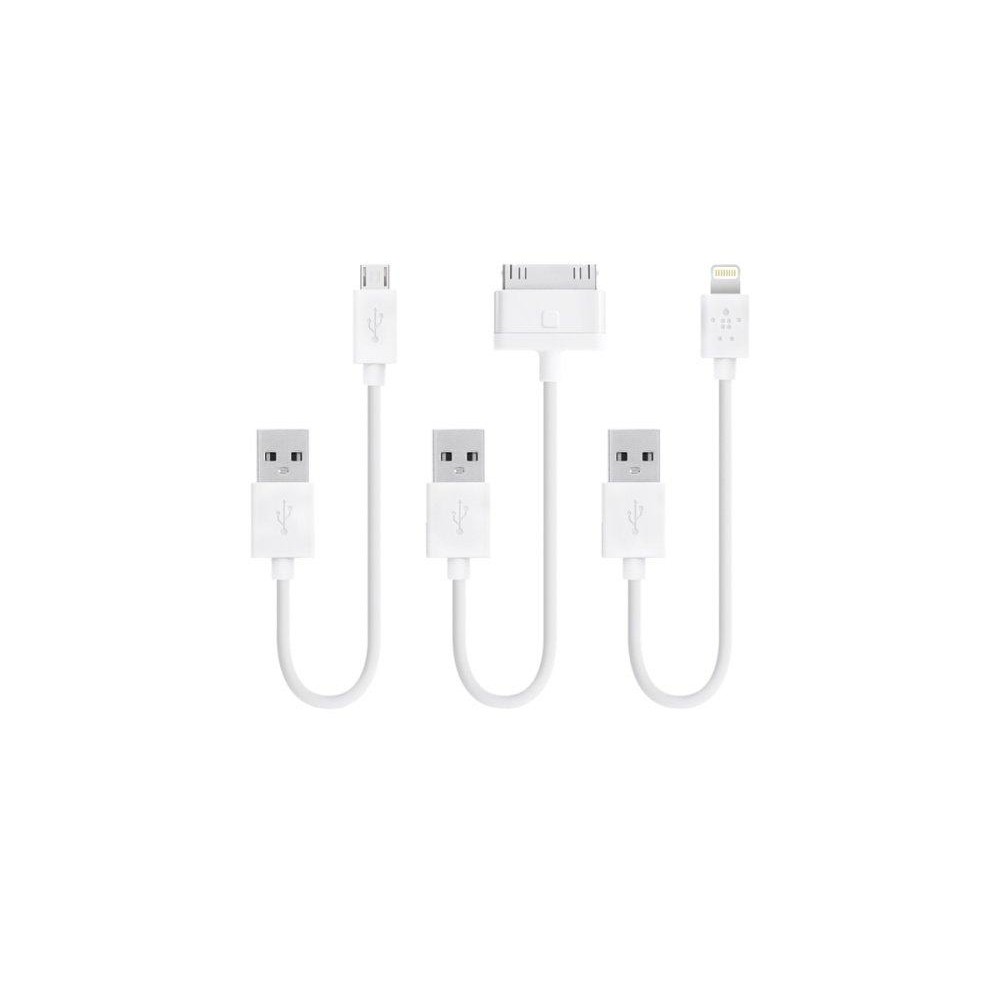 Bộ cáp Belkin Micro USB, Lightning, 30-Pin Sync & Charge 2.4A - F8J068yw06IN