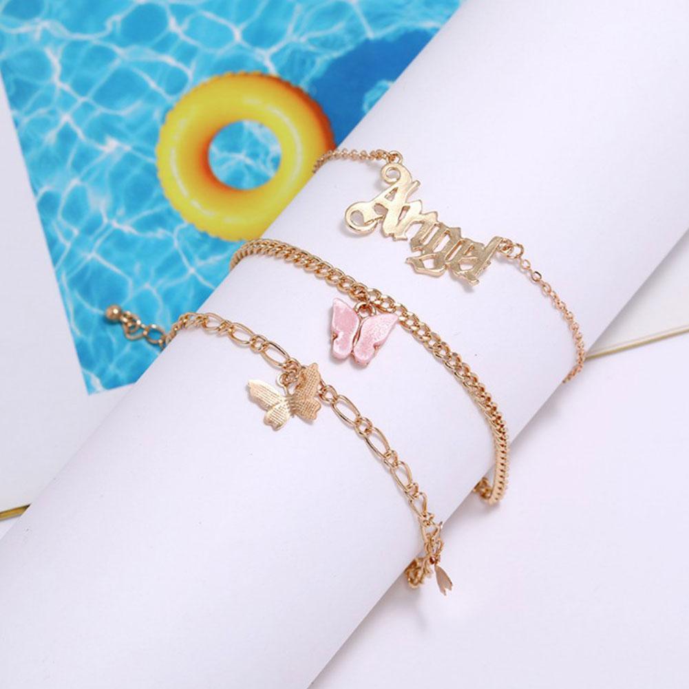 Set 3 Lắc Chân Nhiều Lớp Họa Tiết Bướm / Chữ Thời Trang Mùa Hè Cho Nữ | BigBuy360 - bigbuy360.vn