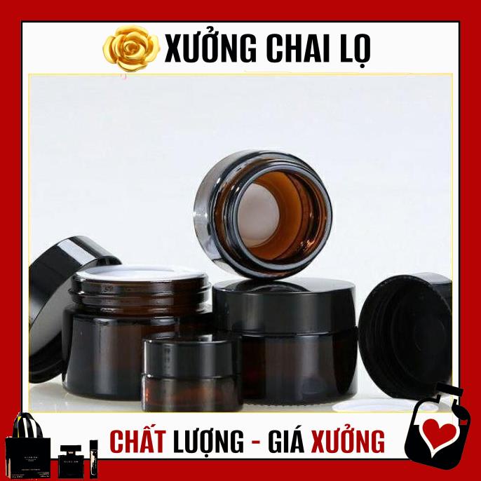 Hủ Đựng Kem ❤ TOP GIÁ RẺ ❤ Hũ chiết kem thủy tinh nâu 15g/20g/30g/50g - Hũ đựng kem , phụ kiện du lịch