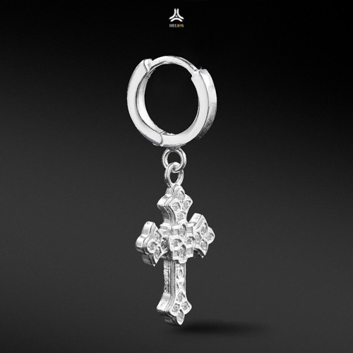 Khuyên tai bạc nam, nữ HeliSilver Fancy Cross S925 KTB272