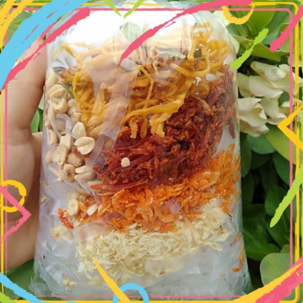 Bánh tráng trộn 4 bịch. Muối, sa tế, đậu phộng, khô bò, khô mực, đâu điều, nước me, bộ, hành phi....