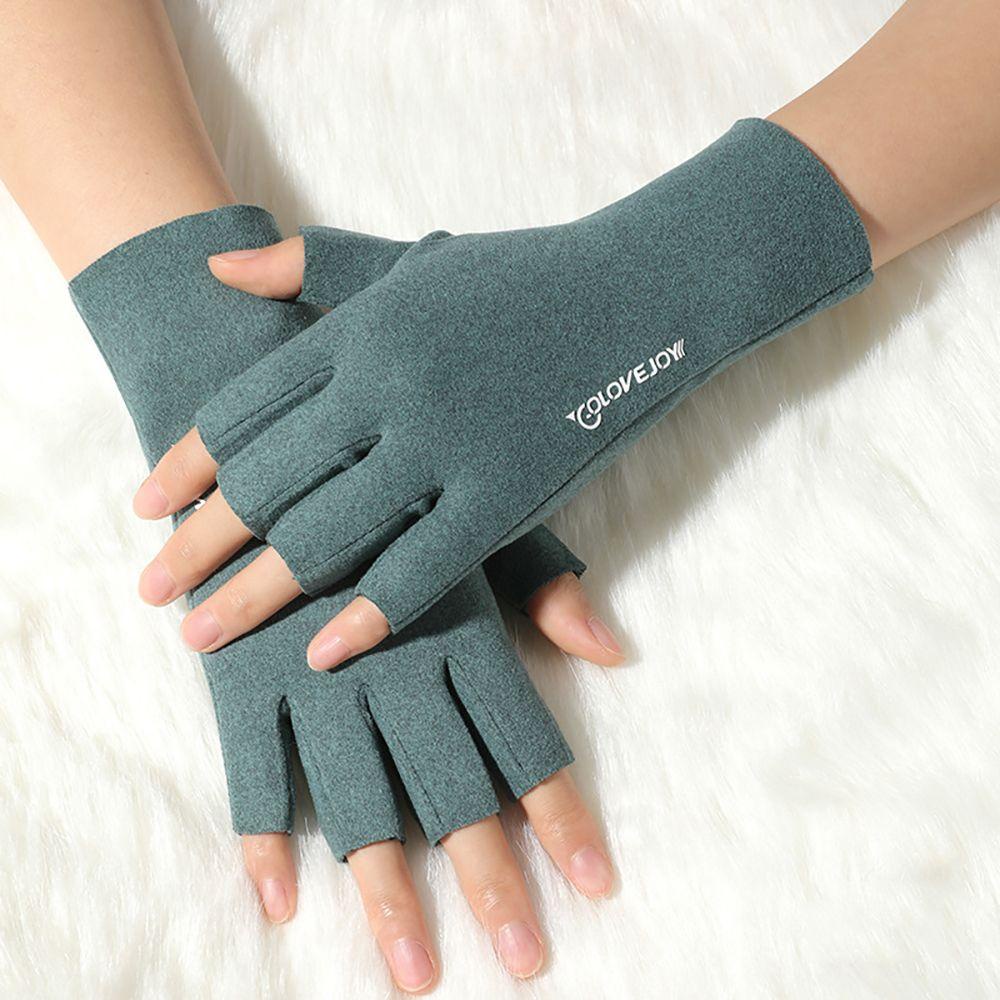 1 Găng Tay Hở Ngón Chống Lạnh Màu Sắc Đơn Giản