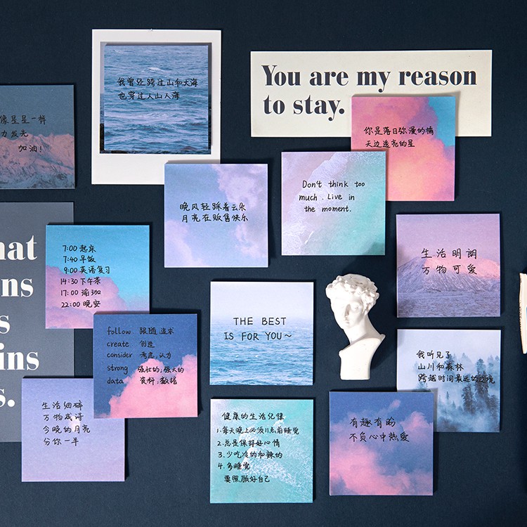 60 tờ giấy dán ghi chú hình bầu trời khu rừng sáng tạo cho trường học/văn phòng