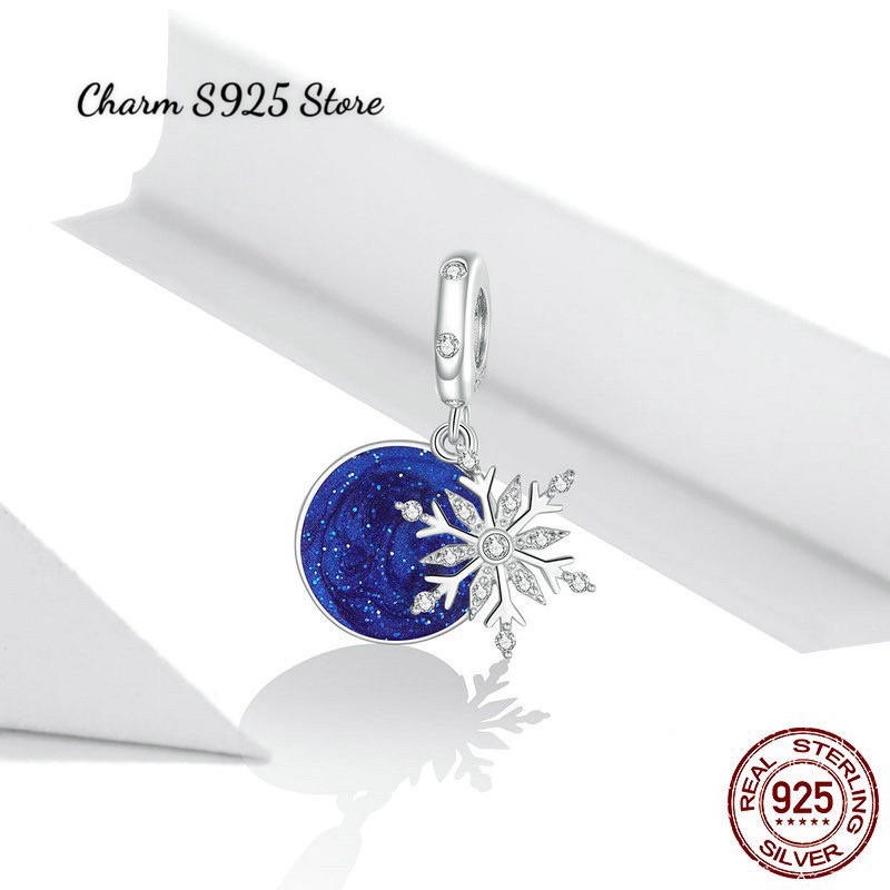 CHARM TREO HOA TUYẾT TRẮNG BẠC S925 HÀNG CAO CẤP CHÍNH HÃNG
