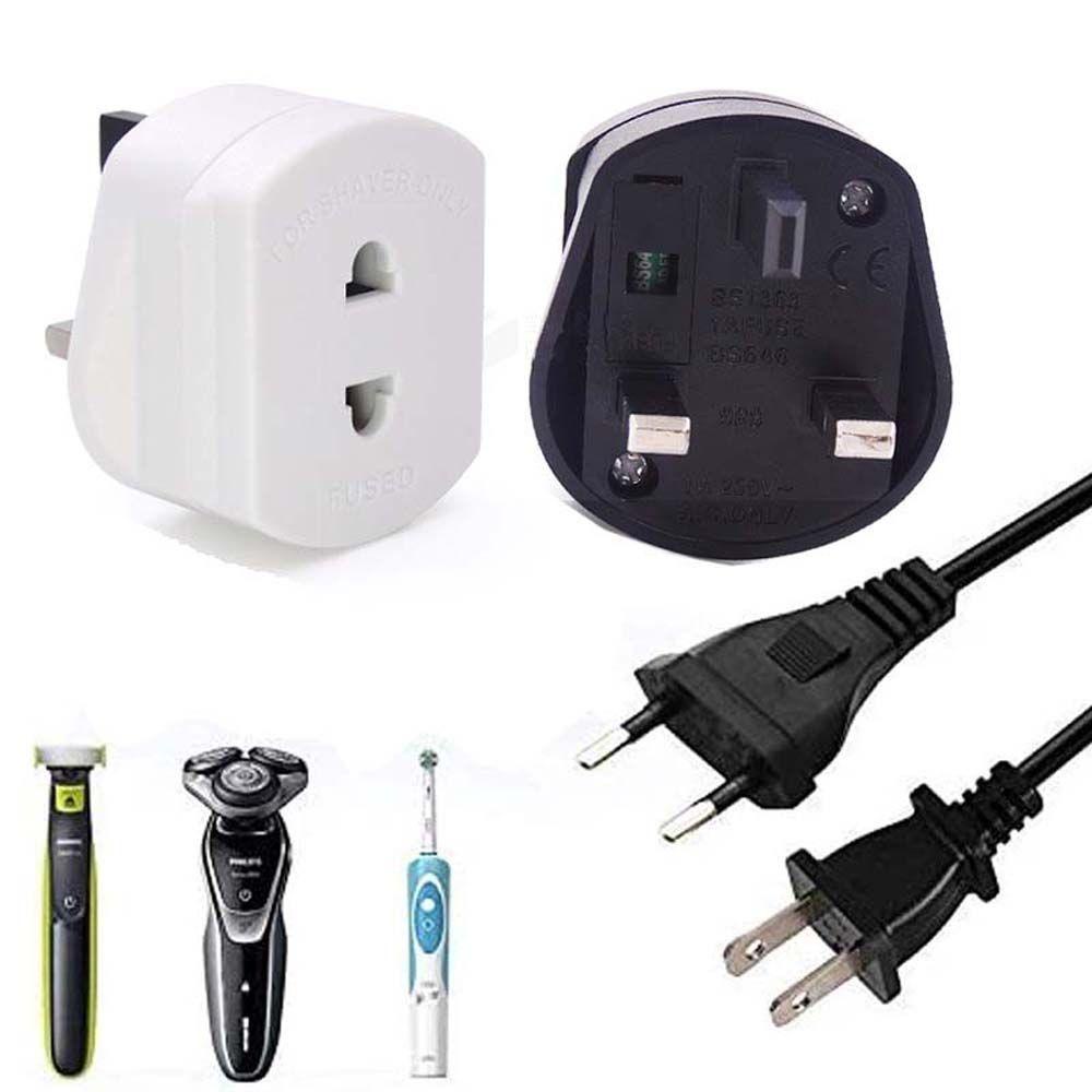 Phích Cắm Chuyển Đổi 1.6A 250V EU 2 Pin Sang 3 Chấu UK EU 2 Chấu Tiện Dụng