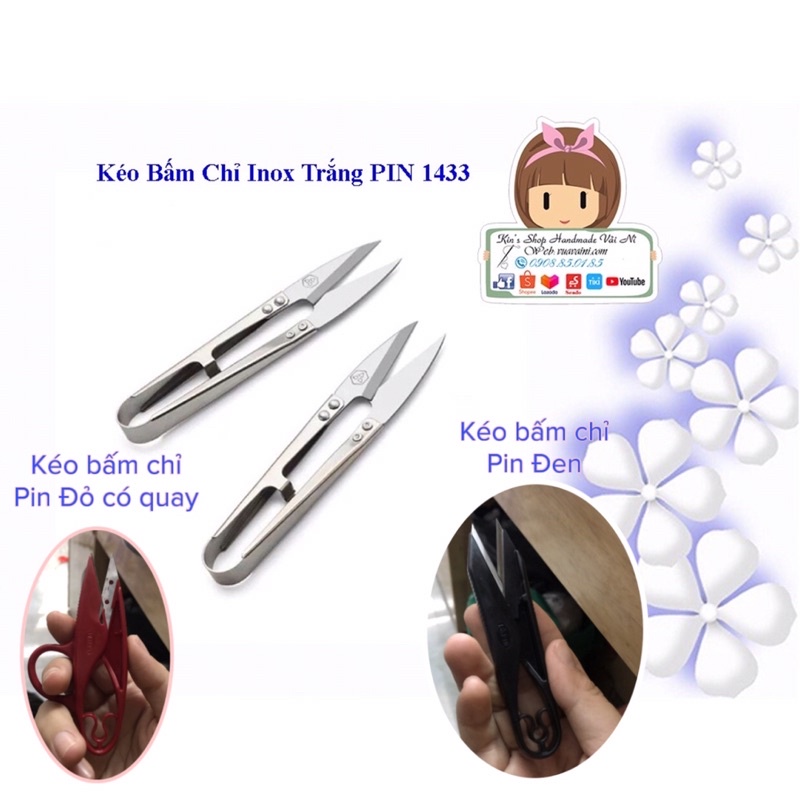 Các Loại Kéo Bấm Chỉ Cắt Chỉ PIN Inox Trắng- Đen-Đỏ Hàng Xịn Không Rỉ Dùng Bền- Kéo Bấm Chỉ Có Nắp Đậy Tiện Lợi An Toàn