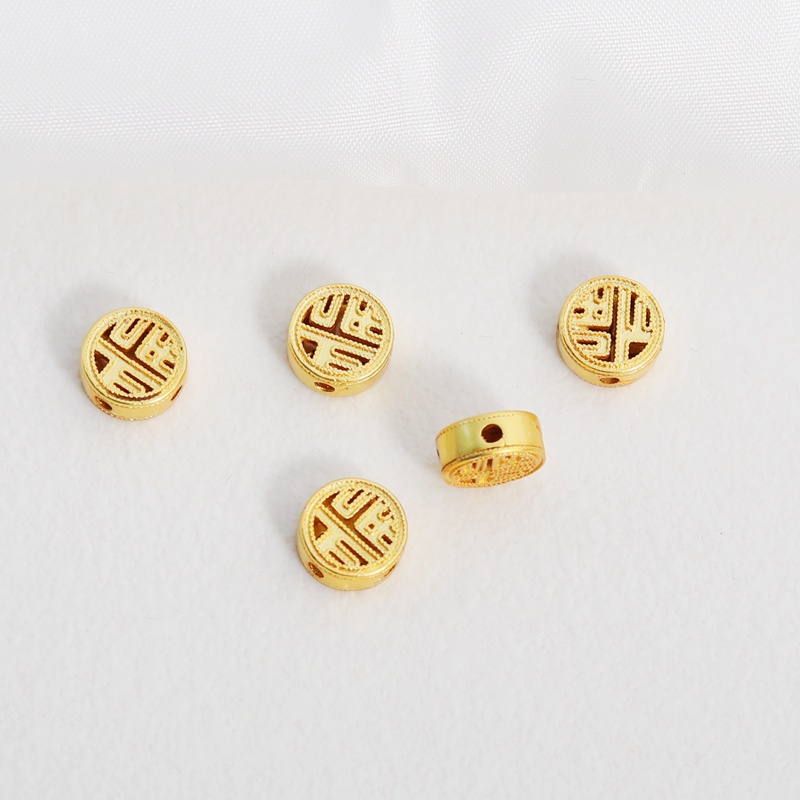 Hạt Rỗng Ba Chiều Rỗng Mạ Vàng 7mm Màu Sắc Cổ Điển Dùng Làm Trang Sức diy