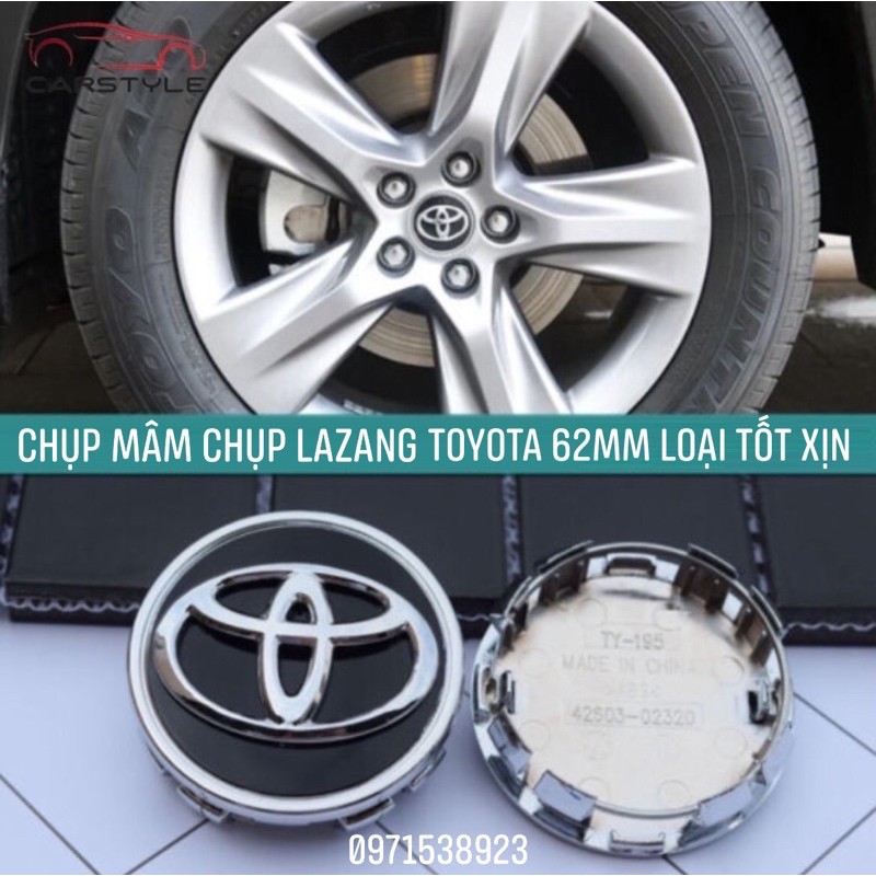 chụp lazang chụp mâm 62mm Cho Toyota Camry Yaris Corolla altis vios innova  hàng oem loại xịn đẹp.