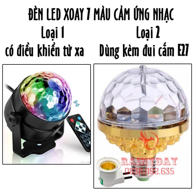 Đèn led xoay 7 màu vũ trường nháy chớp theo nhạc bay phòng sân khấu cảm ứng nhạc có điều khiển